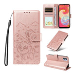 Portafoglio in pelle con protezione RFID e ciondolo a forma di cuore in rilievo con cane., For Galaxy A25 5G Global, For Galaxy A24 4G, For Galaxy A23 4G / 5G, For Galaxy A04e 4G / F04