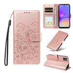 Portafoglio in pelle con protezione RFID e ciondolo a forma di cuore in rilievo con cane., For Galaxy A55 5G, For Galaxy A35 5G, For Galaxy A05, For Galaxy A05s