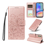 Portafoglio in pelle con protezione RFID e ciondolo a forma di cuore in rilievo con cane., For Galaxy A55 5G, For Galaxy A35 5G, For Galaxy A05, For Galaxy A05s
