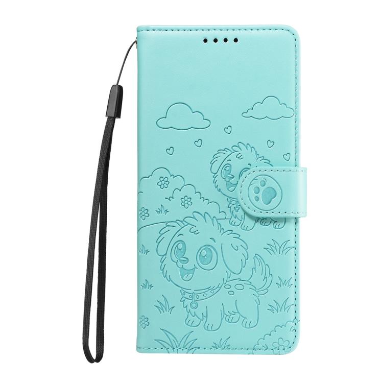 Portafoglio in pelle con protezione RFID e ciondolo a forma di cuore in rilievo con cane., For Galaxy A06 / A07, For Galaxy A56 5G, For Galaxy A36 5G, For Galaxy A15 4G / 5G