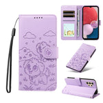 Portafoglio in pelle con protezione RFID e ciondolo a forma di cuore in rilievo con cane., For Galaxy A14 4G / 5G, For Galaxy A34 5G, For Galaxy A54 5G, For Galaxy A13 4G / 5G