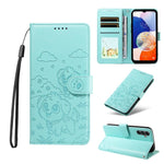 Portafoglio in pelle con protezione RFID e ciondolo a forma di cuore in rilievo con cane., For Galaxy A14 4G / 5G, For Galaxy A34 5G, For Galaxy A54 5G, For Galaxy A13 4G / 5G