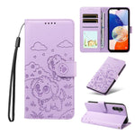 Portafoglio in pelle con protezione RFID e ciondolo a forma di cuore in rilievo con cane., For Galaxy A14 4G / 5G, For Galaxy A34 5G, For Galaxy A54 5G, For Galaxy A13 4G / 5G