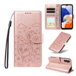 Portafoglio in pelle con protezione RFID e ciondolo a forma di cuore in rilievo con cane., For Galaxy A14 4G / 5G, For Galaxy A34 5G, For Galaxy A54 5G, For Galaxy A13 4G / 5G