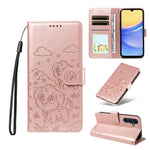 Portafoglio in pelle con protezione RFID e ciondolo a forma di cuore in rilievo con cane., For Galaxy A06 / A07, For Galaxy A56 5G, For Galaxy A36 5G, For Galaxy A15 4G / 5G