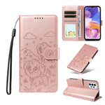 Portafoglio in pelle con protezione RFID e ciondolo a forma di cuore in rilievo con cane., For Galaxy A25 5G Global, For Galaxy A24 4G, For Galaxy A23 4G / 5G, For Galaxy A04e 4G / F04