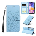 Portafoglio in pelle con protezione RFID e ciondolo a forma di cuore in rilievo con cane., For Galaxy A25 5G Global, For Galaxy A24 4G, For Galaxy A23 4G / 5G, For Galaxy A04e 4G / F04