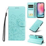 Portafoglio in pelle con protezione RFID e ciondolo a forma di cuore in rilievo con cane., For Galaxy A25 5G Global, For Galaxy A24 4G, For Galaxy A23 4G / 5G, For Galaxy A04e 4G / F04