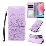 Portafoglio in pelle con protezione RFID e ciondolo a forma di cuore in rilievo con cane., For Galaxy A25 5G Global, For Galaxy A24 4G, For Galaxy A23 4G / 5G, For Galaxy A04e 4G / F04