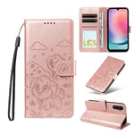 Portafoglio in pelle con protezione RFID e ciondolo a forma di cuore in rilievo con cane., For Galaxy A25 5G Global, For Galaxy A24 4G, For Galaxy A23 4G / 5G, For Galaxy A04e 4G / F04