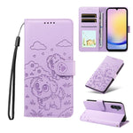 Portafoglio in pelle con protezione RFID e ciondolo a forma di cuore in rilievo con cane., For Galaxy A25 5G Global, For Galaxy A24 4G, For Galaxy A23 4G / 5G, For Galaxy A04e 4G / F04