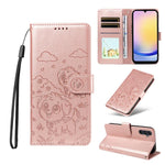 Portafoglio in pelle con protezione RFID e ciondolo a forma di cuore in rilievo con cane., For Galaxy A25 5G Global, For Galaxy A24 4G, For Galaxy A23 4G / 5G, For Galaxy A04e 4G / F04