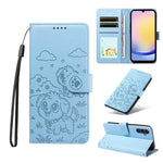 Portafoglio in pelle con protezione RFID e ciondolo a forma di cuore in rilievo con cane., For Galaxy A25 5G Global, For Galaxy A24 4G, For Galaxy A23 4G / 5G, For Galaxy A04e 4G / F04