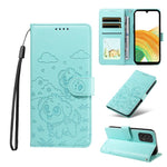 Portafoglio in pelle con protezione RFID e ciondolo a forma di cuore in rilievo con cane., For Galaxy A53 5G, For Galaxy A73 5G, For Galaxy A33 5G