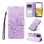 Portafoglio in pelle con protezione RFID e ciondolo a forma di cuore in rilievo con cane., For Galaxy A53 5G, For Galaxy A73 5G, For Galaxy A33 5G