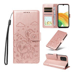 Portafoglio in pelle con protezione RFID e ciondolo a forma di cuore in rilievo con cane., For Galaxy A53 5G, For Galaxy A73 5G, For Galaxy A33 5G