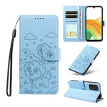 Portafoglio in pelle con protezione RFID e ciondolo a forma di cuore in rilievo con cane., For Galaxy A53 5G, For Galaxy A73 5G, For Galaxy A33 5G