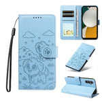 Portafoglio in pelle con protezione RFID e ciondolo a forma di cuore in rilievo con cane., For Galaxy A14 4G / 5G, For Galaxy A34 5G, For Galaxy A54 5G, For Galaxy A13 4G / 5G