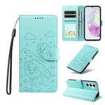 Portafoglio in pelle con protezione RFID e ciondolo a forma di cuore in rilievo con cane., For Galaxy A55 5G, For Galaxy A35 5G, For Galaxy A05, For Galaxy A05s