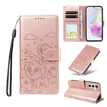Portafoglio in pelle con protezione RFID e ciondolo a forma di cuore in rilievo con cane., For Galaxy A55 5G, For Galaxy A35 5G, For Galaxy A05, For Galaxy A05s