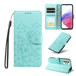 Portafoglio in pelle con protezione RFID e ciondolo a forma di cuore in rilievo con cane., For Galaxy A53 5G, For Galaxy A73 5G, For Galaxy A33 5G