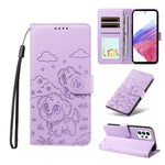 Portafoglio in pelle con protezione RFID e ciondolo a forma di cuore in rilievo con cane., For Galaxy A53 5G, For Galaxy A73 5G, For Galaxy A33 5G