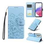 Portafoglio in pelle con protezione RFID e ciondolo a forma di cuore in rilievo con cane., For Galaxy A53 5G, For Galaxy A73 5G, For Galaxy A33 5G