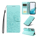 Portafoglio in pelle con protezione RFID e ciondolo a forma di cuore in rilievo con cane., For Galaxy A14 4G / 5G, For Galaxy A34 5G, For Galaxy A54 5G, For Galaxy A13 4G / 5G