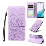Portafoglio in pelle con protezione RFID e ciondolo a forma di cuore in rilievo con cane., For Galaxy A14 4G / 5G, For Galaxy A34 5G, For Galaxy A54 5G, For Galaxy A13 4G / 5G