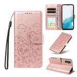 Portafoglio in pelle con protezione RFID e ciondolo a forma di cuore in rilievo con cane., For Galaxy A14 4G / 5G, For Galaxy A34 5G, For Galaxy A54 5G, For Galaxy A13 4G / 5G