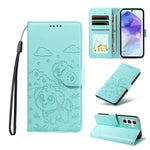 Portafoglio in pelle con protezione RFID e ciondolo a forma di cuore in rilievo con cane., For Galaxy A55 5G, For Galaxy A35 5G, For Galaxy A05, For Galaxy A05s