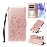 Portafoglio in pelle con protezione RFID e ciondolo a forma di cuore in rilievo con cane., For Galaxy A55 5G, For Galaxy A35 5G, For Galaxy A05, For Galaxy A05s