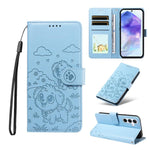 Portafoglio in pelle con protezione RFID e ciondolo a forma di cuore in rilievo con cane., For Galaxy A55 5G, For Galaxy A35 5G, For Galaxy A05, For Galaxy A05s