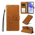 Portafoglio in pelle con protezione RFID e ciondolo a forma di cuore in rilievo con cane., For Galaxy A55 5G, For Galaxy A35 5G, For Galaxy A05, For Galaxy A05s