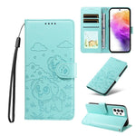 Portafoglio in pelle con protezione RFID e ciondolo a forma di cuore in rilievo con cane., For Galaxy A53 5G, For Galaxy A73 5G, For Galaxy A33 5G