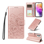 Portafoglio in pelle con protezione RFID e ciondolo a forma di cuore in rilievo con cane., For Galaxy A53 5G, For Galaxy A73 5G, For Galaxy A33 5G