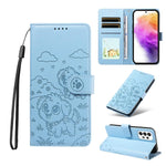Portafoglio in pelle con protezione RFID e ciondolo a forma di cuore in rilievo con cane., For Galaxy A53 5G, For Galaxy A73 5G, For Galaxy A33 5G
