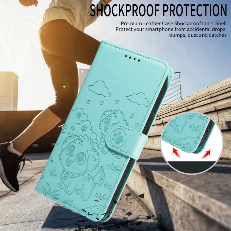 Portafoglio in pelle con protezione RFID e ciondolo a forma di cuore in rilievo con cane., For Galaxy S24 / S25 5G, For Galaxy S24+ / S25+ 5G, For Galaxy S25 Ultra 5G, For Galaxy S24 FE 5G