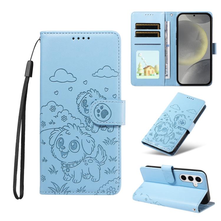 Portafoglio in pelle con protezione RFID e ciondolo a forma di cuore in rilievo con cane., For Galaxy S24 / S25 5G, For Galaxy S24+ / S25+ 5G, For Galaxy S25 Ultra 5G, For Galaxy S24 FE 5G