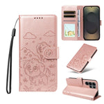 Portafoglio in pelle con protezione RFID e ciondolo a forma di cuore in rilievo con cane., For Galaxy S24 / S25 5G, For Galaxy S24+ / S25+ 5G, For Galaxy S25 Ultra 5G, For Galaxy S24 FE 5G