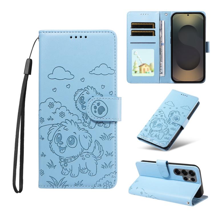 Portafoglio in pelle con protezione RFID e ciondolo a forma di cuore in rilievo con cane., For Galaxy S24 / S25 5G, For Galaxy S24+ / S25+ 5G, For Galaxy S25 Ultra 5G, For Galaxy S24 FE 5G