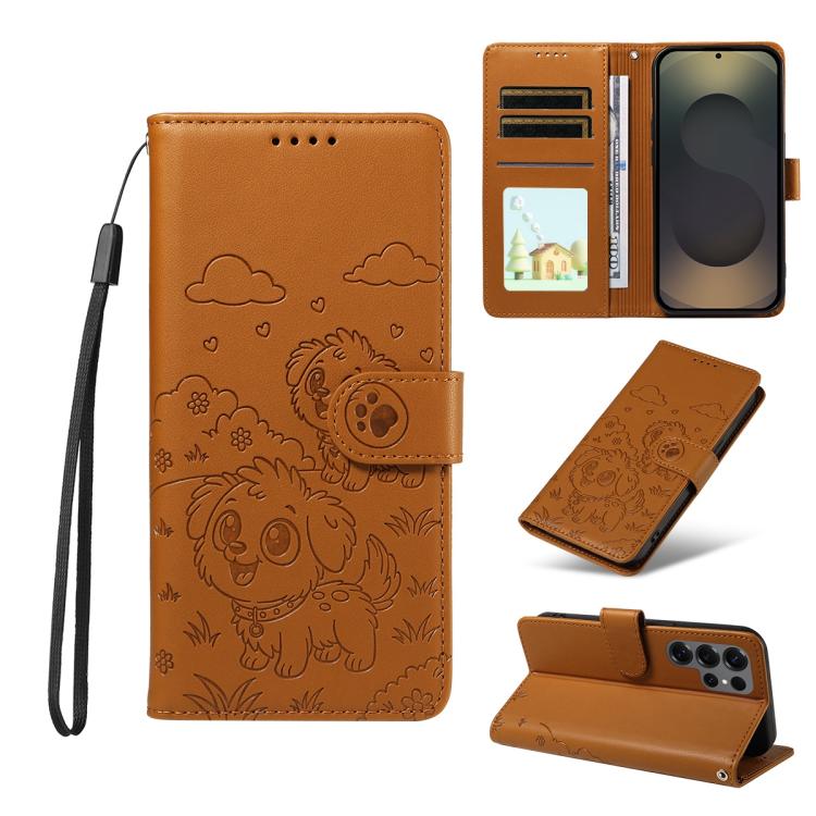 Portafoglio in pelle con protezione RFID e ciondolo a forma di cuore in rilievo con cane., For Galaxy S24 / S25 5G, For Galaxy S24+ / S25+ 5G, For Galaxy S25 Ultra 5G, For Galaxy S24 FE 5G