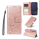 Portafoglio in pelle con protezione RFID e ciondolo a forma di cuore in rilievo con cane., For Galaxy S24 / S25 5G, For Galaxy S24+ / S25+ 5G, For Galaxy S25 Ultra 5G, For Galaxy S24 FE 5G