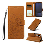 Portafoglio in pelle con protezione RFID e ciondolo a forma di cuore in rilievo con cane., For Galaxy S24 / S25 5G, For Galaxy S24+ / S25+ 5G, For Galaxy S25 Ultra 5G, For Galaxy S24 FE 5G
