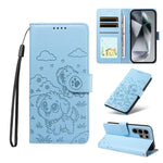 Portafoglio in pelle con protezione RFID e ciondolo a forma di cuore in rilievo con cane., For Galaxy S24 Ultra 5G, For Galaxy S23 FE 5G, For Galaxy S23 Ultra 5G, For Galaxy S23+ 5G