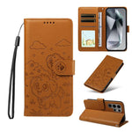 Portafoglio in pelle con protezione RFID e ciondolo a forma di cuore in rilievo con cane., For Galaxy S24 Ultra 5G, For Galaxy S23 FE 5G, For Galaxy S23 Ultra 5G, For Galaxy S23+ 5G