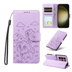Portafoglio in pelle con protezione RFID e ciondolo a forma di cuore in rilievo con cane., For Galaxy S24 Ultra 5G, For Galaxy S23 FE 5G, For Galaxy S23 Ultra 5G, For Galaxy S23+ 5G