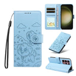 Portafoglio in pelle con protezione RFID e ciondolo a forma di cuore in rilievo con cane., For Galaxy S24 Ultra 5G, For Galaxy S23 FE 5G, For Galaxy S23 Ultra 5G, For Galaxy S23+ 5G