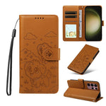 Portafoglio in pelle con protezione RFID e ciondolo a forma di cuore in rilievo con cane., For Galaxy S24 Ultra 5G, For Galaxy S23 FE 5G, For Galaxy S23 Ultra 5G, For Galaxy S23+ 5G