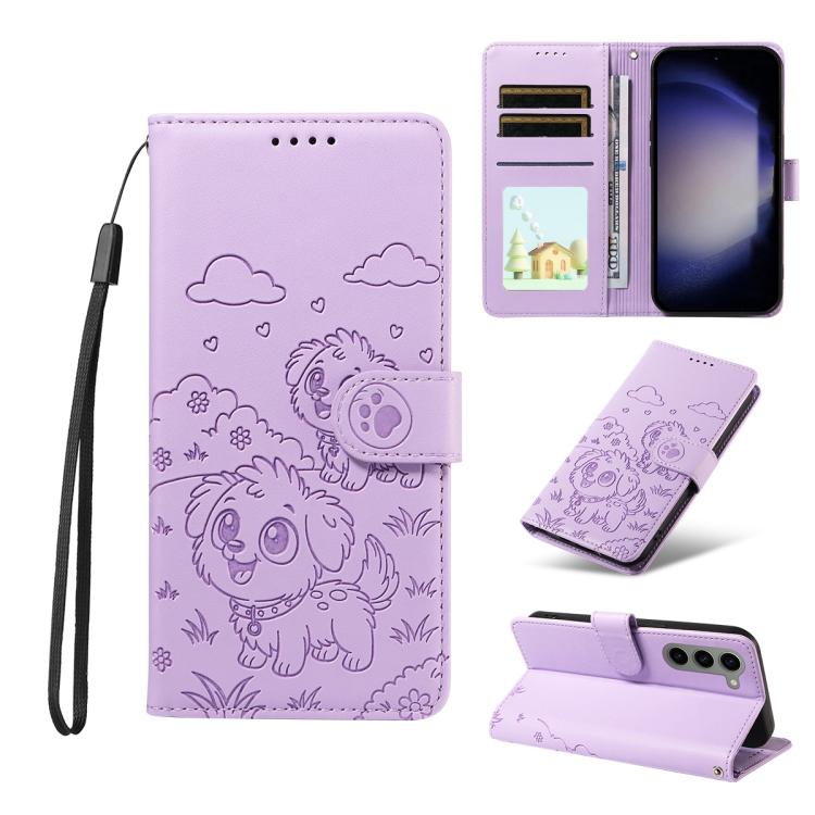 Portafoglio in pelle con protezione RFID e ciondolo a forma di cuore in rilievo con cane., For Galaxy S23 5G, For Galaxy S20 FE, For Galaxy S21 FE 5G